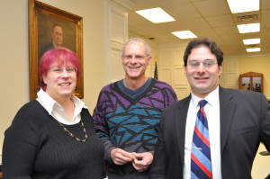 SEIU Local 500 member Terilee Edwards-Hewitt with Local 500 Vice President for Higher Education, Kip Lornell and LMU Adjunct Professor Arik Greenberg.